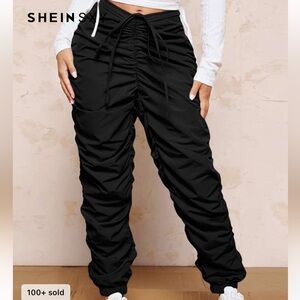SHEIN Black Gathered Pants